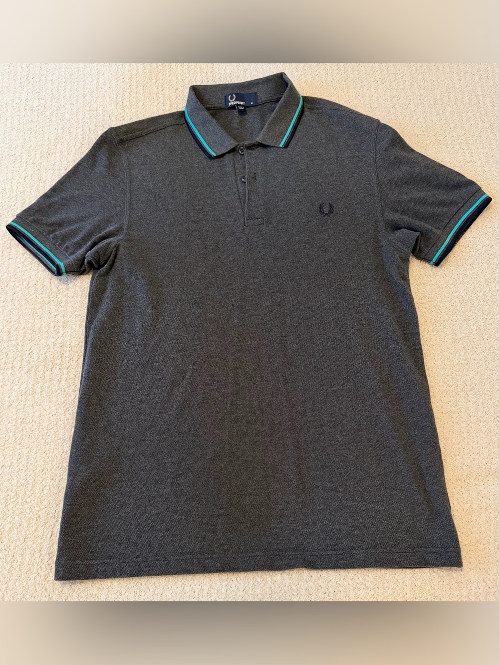 Fred Perry Twin Tipped Polo Shirt Anchor Grey / Light Ice / Sport Green Medium